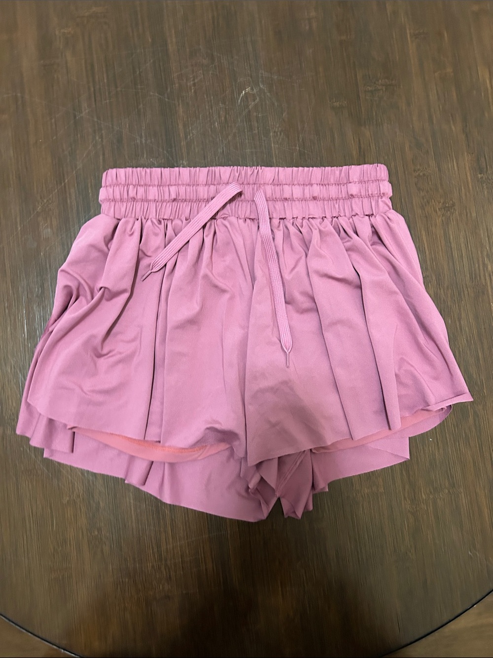Women’s Pink Layered Athletic Shorts with Adjustable Waist